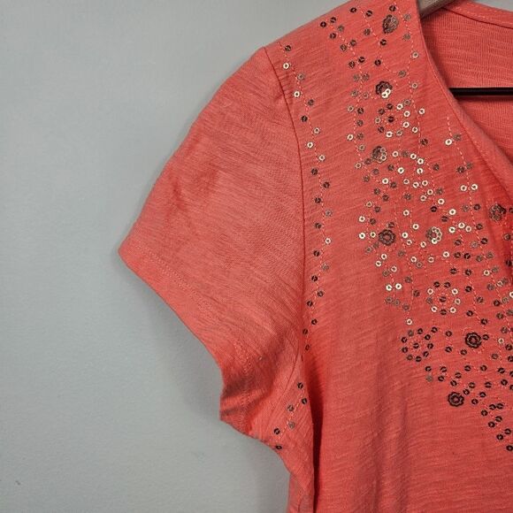 Tommy Bahama Short Sleeve Shift Dress. Coral Sm - Picture 5 of 11